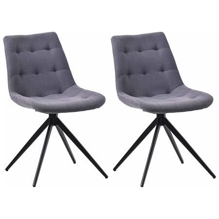 Set van 2 Vergaderstoelen KEATON, Retro Design, Draaibaar met Zwarte Poten, Grijze Stof