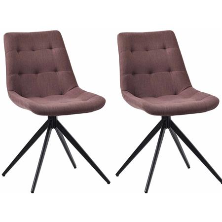 Set van 2 Vergaderstoelen KEATON, Retro Design, Draaibaar met Zwarte Poten, Bruine Stof