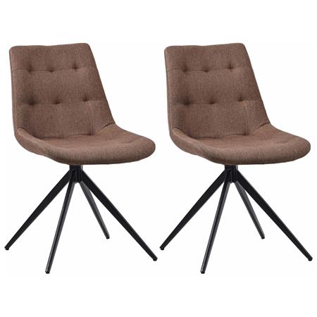Set van 2 Vergaderstoelen KEATON, Retro Design, Draaibaar met Zwarte Poten, Taupe Bruine Stof