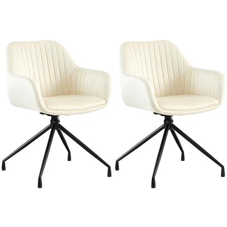 Set van 2 Vergaderstoelen TANNER Retro Design, Draaibaar met Zwarte Poten, Beige Fluwelen Stof