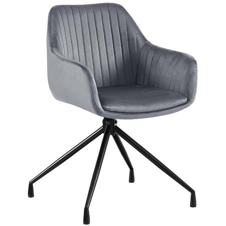 Vergaderstoel TANNER Retro Design, Draaibaar met Zwarte Poten, Grijze Fluwelen Stof