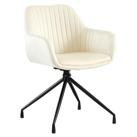 Vergaderstoel TANNER Retro Design, Draaibaar met Zwarte Poten, Beige Fluwelen Stof