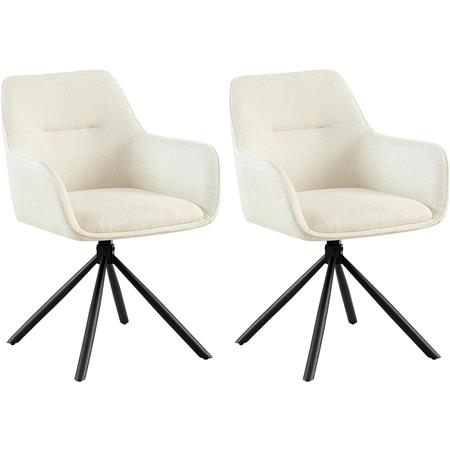 Set van 2 vergaderstoelen COREY, Retro Design, Draaibaar met Zwarte Poten, Beige Stof