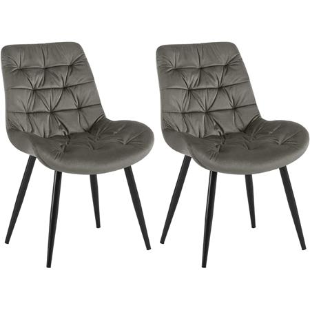 Set van 2 Vergaderstoelen LENNY FLUWEEL, met Mooi Stikselontwerp, Zwarte Poten, Antraciet Grijs