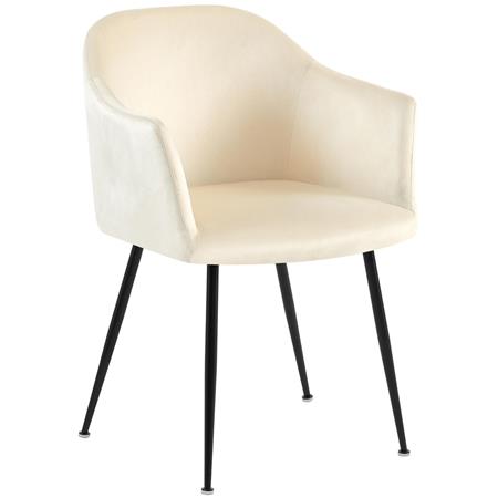 Vergaderstoel VIVIAN, Comfortabel en Stabiel met Metalen Poten, Bekleed met Beige Fluweel