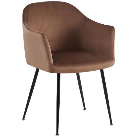 Vergaderstoel VIVIAN, Comfortabel en Stabiel met Metalen Poten, Bekleed met Bruin Fluweel