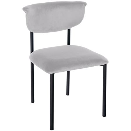 Bezoekersstoel TUCKER FLUWEEL, Elegant en Comfortabel, Zwarte Poten, Lichtgrijs