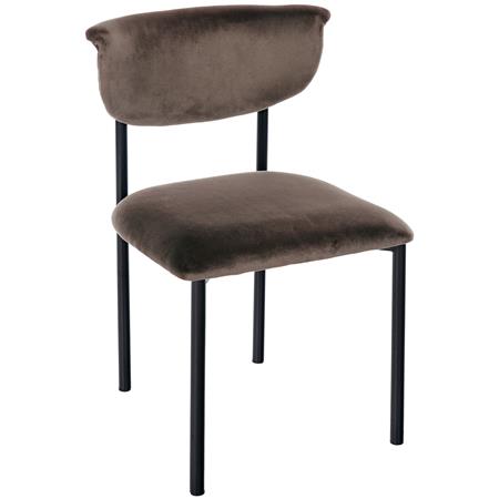 Bezoekersstoel TUCKER FLUWEEL, Elegant en Comfortabel, Zwarte Poten, Bruin