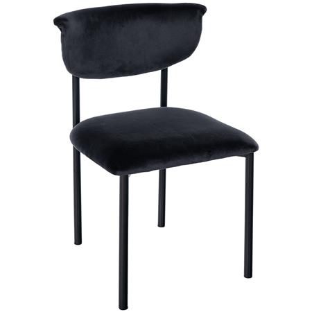 Bezoekersstoel TUCKER FLUWEEL, Elegant en Comfortabel, Zwarte Poten, Zwart