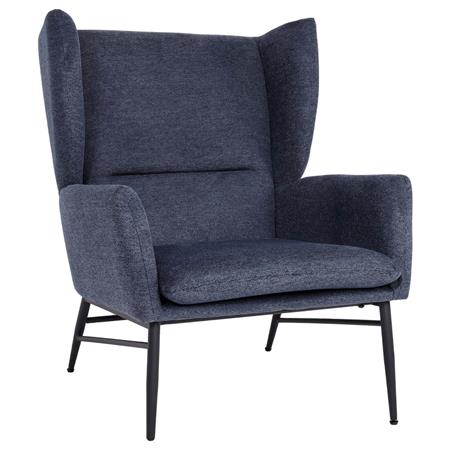 Fauteuil CROFT, Exclusief Comfortabel Ontwerp, Hoge Rugleuning Bekleed met Blauwe Stof