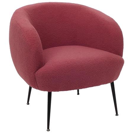 Lounge-stoel HARMONY, Exclusief Comfortabel Ontwerp, Metalen Frame, Bekleed met Rode Stof