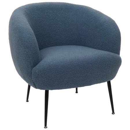 Lounge-stoel HARMONY, Exclusief Comfortabel Ontwerp, Metalen Frame, Bekleed met Blauwe Stof