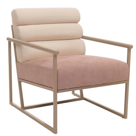 Vergaderstoel MILLS, Avant-garde Ontwerp, Metalen Design Frame, Beige/Roos Fluweel