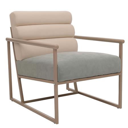 Vergaderstoel MILLS, Avant-garde Ontwerp, Metalen Design Frame, Beige/Gris Fluweel