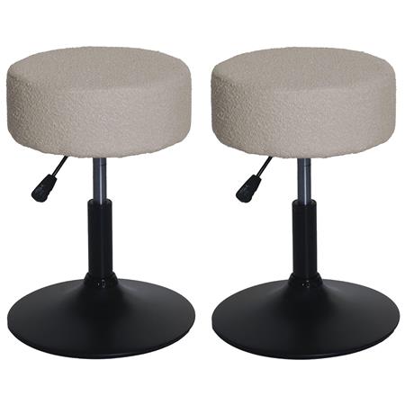 Set van 2 Draaikrukken BLOOM, Draaibaar met Zwarte Ronde Voet, Stof, Beige