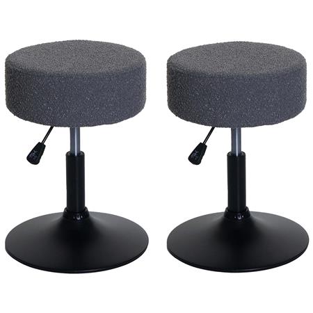 Set van 2 Draaikrukken BLOOM, Draaibaar met Zwarte Ronde Voet, Stof, Donkergrijs