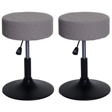 Set van 2 Draaikrukken BLOOM, Draaibaar met Zwarte Ronde Voet, Stof, Taupe