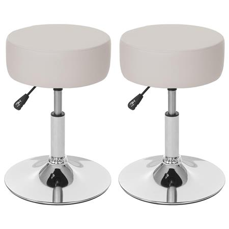 Set van 2 Draaikrukken DANKO, Draaibaar met Ronde Chrome Voet, Creme Leder