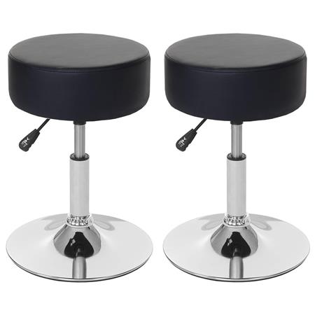 Set van 2 Draaikrukken DANKO, Draaibaar met Ronde Chrome Voet, Zwart Leder