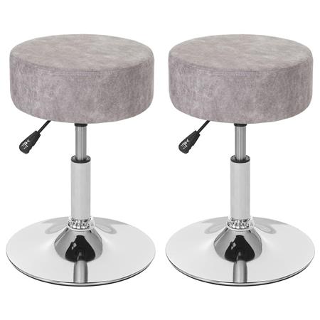Set van 2 Draaikrukken DANKO, Draaibaar met Ronde Chrome Voet, Grijs Vintage Leder