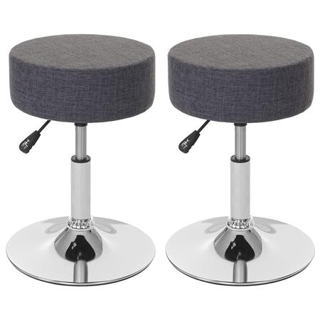 Set van 2 Draaikrukken DANKO, Draaibaar met Ronde Chrome Voet, Grijze Stof