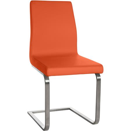 Vergaderstoel JASON, Dikke Vulling, Lederen Bekleding, Kleur Oranje