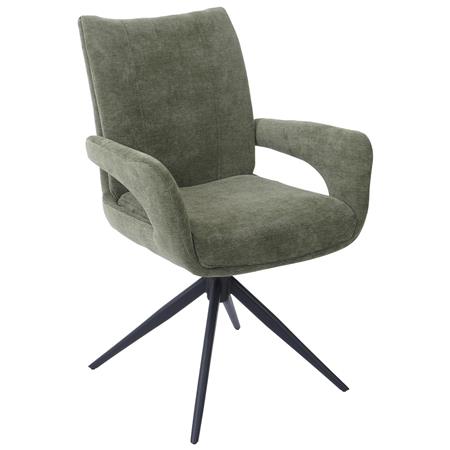 Vergaderstoel LELIA, Retro Design, Draaibaar met Zwarte Poten, Groeme Stof