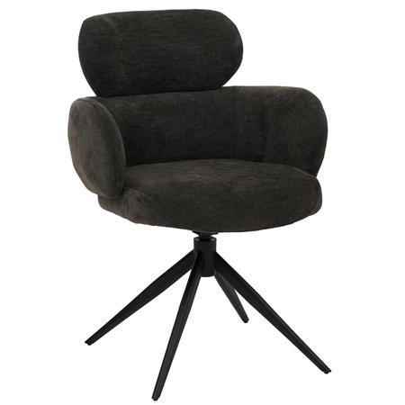 Vergaderstoel LINDEN, Retro Design, Draaibaar met Zwarte Poten, Antraciet Grijze Stof