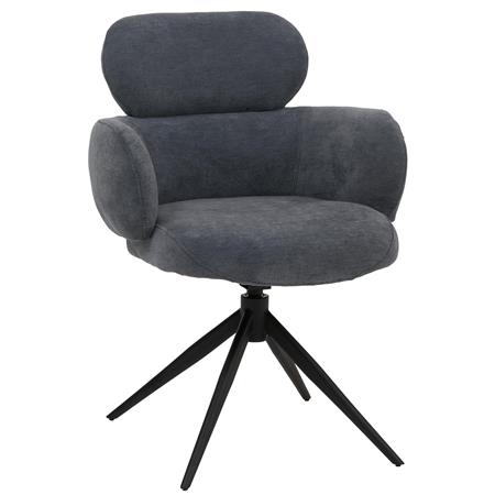 Vergaderstoel LINDEN, Retro Design, Draaibaar met Zwarte Poten, Donkergrijze Stof