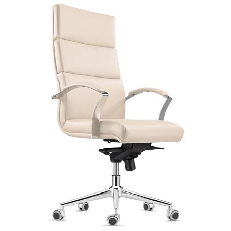 DEMO# Directiestoel RABAT, in Leder, Kantelmechanisme, Hoge Kwaliteit en Ontwerp, Beige