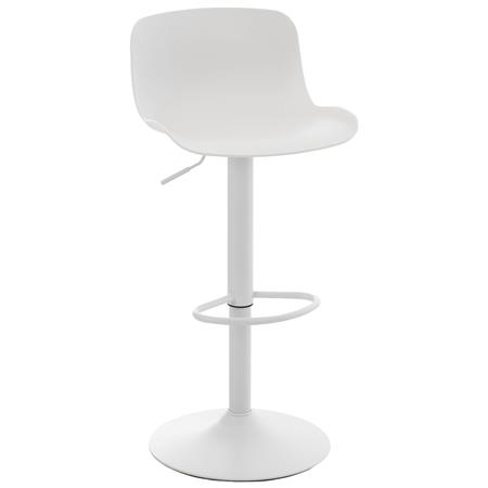 Barkruk HULUN, Uniek Ontwerp, met Voetsteun, Leder, Kleur Wit