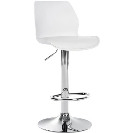 Barkruk DALIAN, Uniek Ontwerp, met Voetsteun, Leder, Kleur Wit