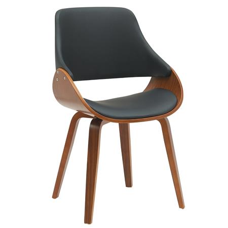 Vergaderstoel NESKA, Retro Design met Kersenhouten Frame en Zwart Lederen Bekleding 