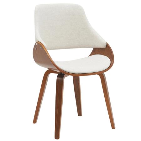 Vergaderstoel NESKA, Retro Design met Kershouten Frame en Beige Stoffen Bekleding 