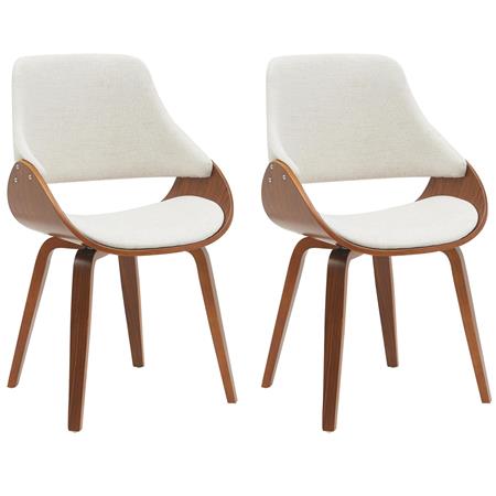 Set van 2 Vergaderstoelen NESKA, Retro Design met Kershouten Frame en Beige Stoffen Bekleding 