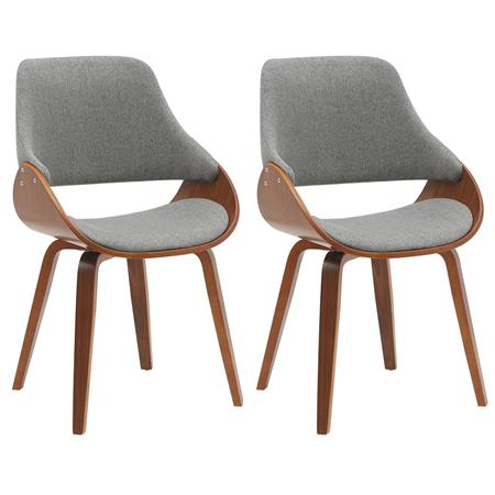 Set van 2 Vergaderstoelen NESKA, Retro Design met Kershouten Frame en Grijze Stoffen Bekleding 