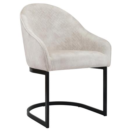 Bezoekersstoel TIKA, Comfortable Zitting, Roestvrijstalen Zwart Frame, Beige Fluwelen Stof