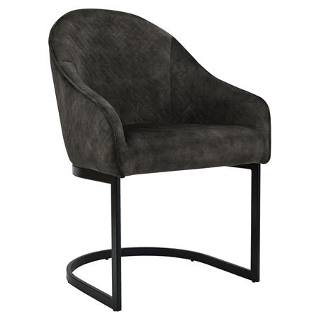 Bezoekersstoel TIKA, Comfortable Zitting, Roestvrijstalen Zwart Frame, Donkerbruine Fluwelen Stof