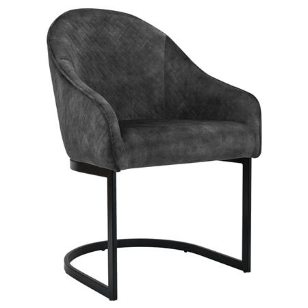 Bezoekersstoel TIKA, Comfortable Zitting, Roestvrijstalen Zwart Frame, Donkergrijze Fluwelen Stof