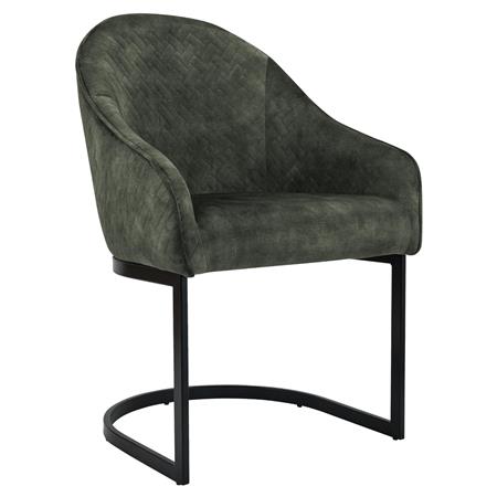 Bezoekersstoel TIKA, Comfortable Zitting, Roestvrijstalen Zwart Frame, Donkergroene Fluwelen Stof