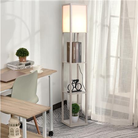 Bureaulamp TALIA, Afmetingen 26x26x160 cm, met Planken, in Eikkleurig Hout