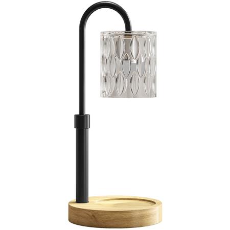 Bureaulamp KIRO, Verfijnd Ontwerp, met Kaarsenhouder, van Glas en Metaal, in de Kleur Zwart.