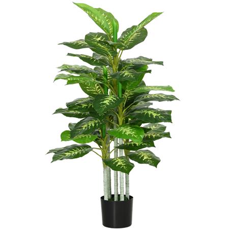 Kantoorplant PALI, Aglaonema, 120 cm Hoog, met Zwarte Pot, Groen