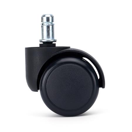 Set van 5 Wielen ROLL, 11x50mm, Zelfremmend, voor Harde Vloeren, Zwart