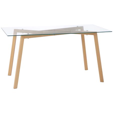 Vergadertafel PRISTINA,150x75x76 cm, Structuur van Gehard Glas en Eikenhout