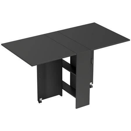 Vergadertafel MORONI  met Wielen en Opbergplanken, geschikt Voor maximaal 6 personen, Zwart