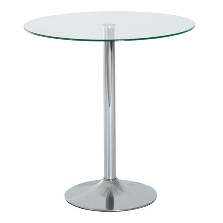 Vergadertafel OBA, afmetingen Ø70x74,5 cm, Gehard glas en Metalen frame, Chroomgrijs