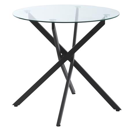 Vergadertafel ORBITA, 80x 75 cm, Metalen frame en Gehard glas, Rond, zwart