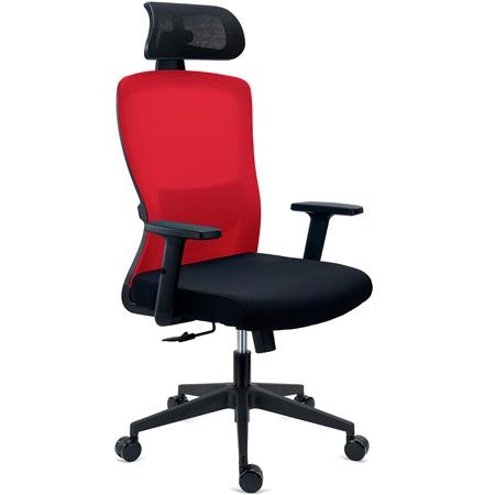 Ergonomische Bureaustoel NOTE PRO, Gebruik 8h, Gewatteerde Lendensteun, Metalen Structuur, Rood