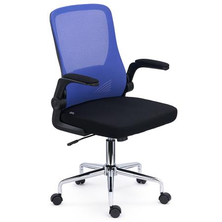 Professionele kantoorstoel FOLD, Kantelbare Rugleuning en Opklapbare Armleuningen,Comfortabel en Functioneel, Zwart/Blauw